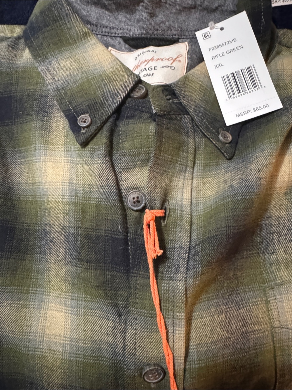 Heritage Rifle Green Plaid Button-Down Shirt with Yellow Accents